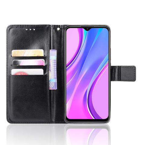 Crazy Horse Texture Wallet Stand Leather Phone Case for Xiaomi Redmi 9 Prime (India) / Redmi 9