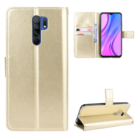 Crazy Horse Texture Wallet Stand Leather Phone Case for Xiaomi Redmi 9 Prime (India) / Redmi 9