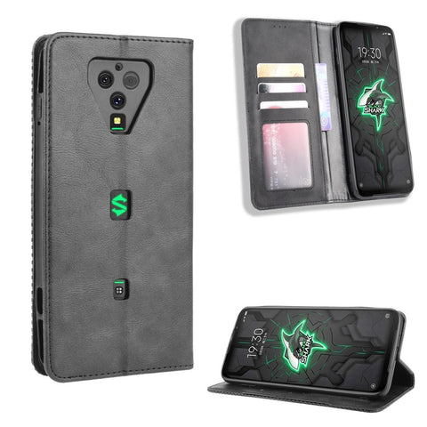 Auto-absorbed PU Leather Shell Wallet Cell Phone Cover for Xiaomi Black Shark 3 Pro