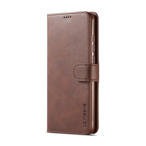 LC.IMEEKE Cowhide Texture Leather Wallet Stand Phone Case for Xiaomi Redmi 9