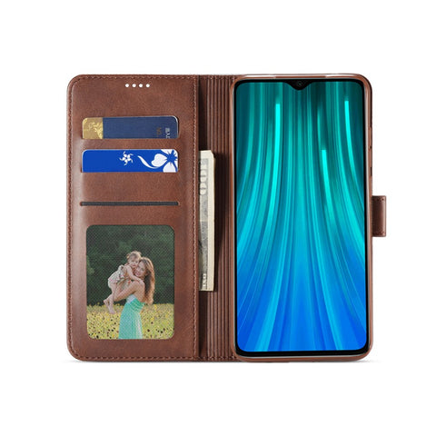 LC.IMEEKE Cowhide Texture Leather Wallet Stand Phone Case for Xiaomi Redmi 9