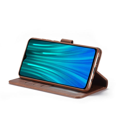 LC.IMEEKE Cowhide Texture Leather Wallet Stand Phone Case for Xiaomi Redmi 9