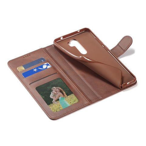 LC.IMEEKE Cowhide Texture Leather Wallet Stand Phone Case for Xiaomi Redmi 9