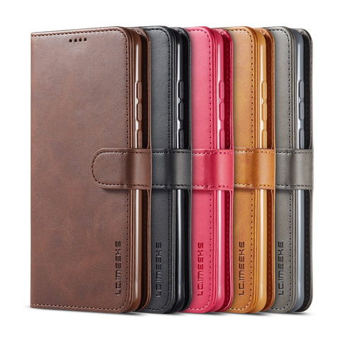 LC.IMEEKE Cowhide Texture Leather Wallet Stand Phone Case for Xiaomi Redmi 9
