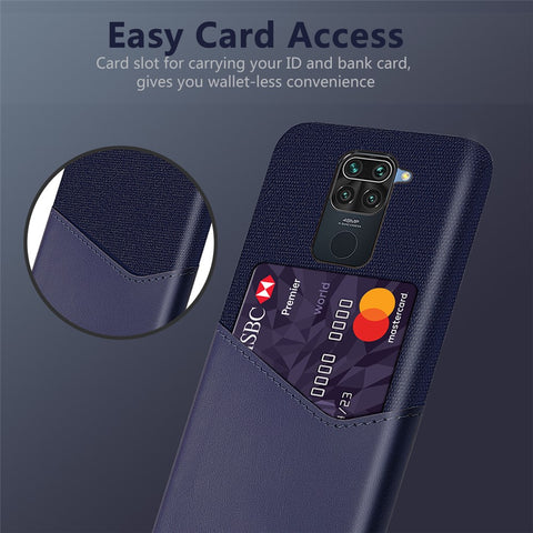 KSQ Cloth + PU Leather + PC Cover with Card Slot Shell for Xiaomi Redmi Note 9/Redmi 10X 4G