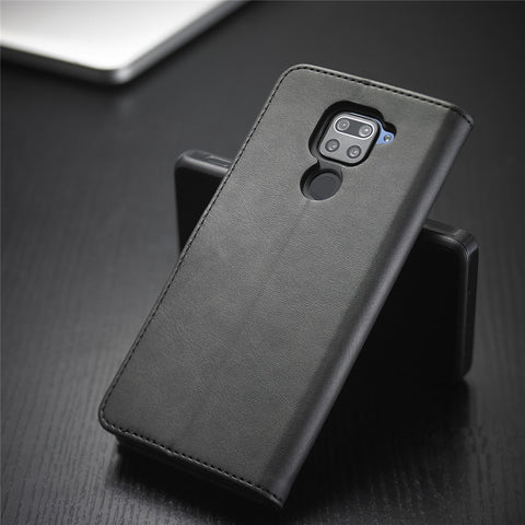 LC.IMEEKE Leather Wallet Case for Xiaomi Redmi Note 9 Mobile Phone Case Stand Design Magnetic Clasp