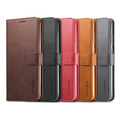 LC.IMEEKE Leather Wallet Case for Xiaomi Redmi Note 9 Mobile Phone Case Stand Design Magnetic Clasp
