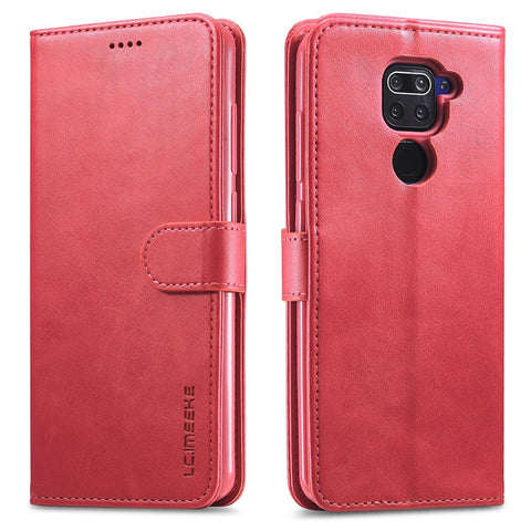 LC.IMEEKE Leather Wallet Case for Xiaomi Redmi Note 9 Mobile Phone Case Stand Design Magnetic Clasp