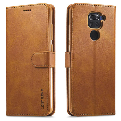 LC.IMEEKE Leather Wallet Case for Xiaomi Redmi Note 9 Mobile Phone Case Stand Design Magnetic Clasp
