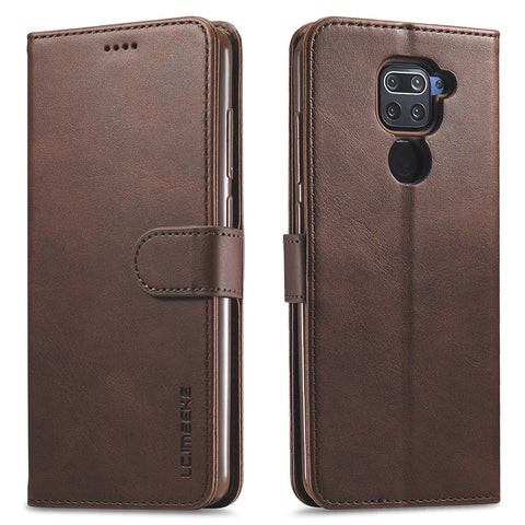 LC.IMEEKE Leather Wallet Case for Xiaomi Redmi Note 9 Mobile Phone Case Stand Design Magnetic Clasp