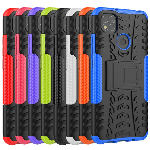 Cool Tyre PC + TPU 2 in 1 Kickstand Protection Phone Shell for Xiaomi Redmi 9C/9C NFC/Redmi 9 (India)/Redmi 10A/Xiaomi Poco C3