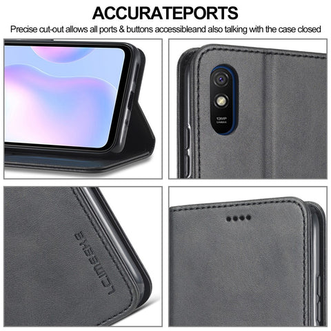 LC.IMEEKE Wallet Stand Leather Mobile Phone Cover for Xiaomi Redmi 9A