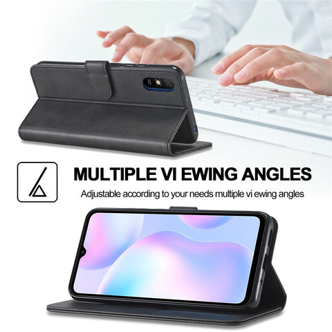 LC.IMEEKE Wallet Stand Leather Mobile Phone Cover for Xiaomi Redmi 9A