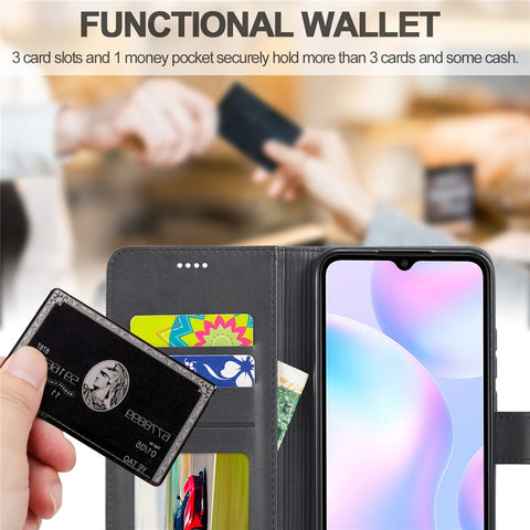 LC.IMEEKE Wallet Stand Leather Mobile Phone Cover for Xiaomi Redmi 9A