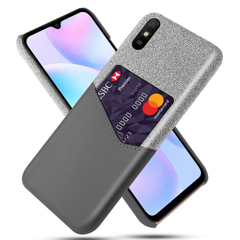 KSQ Card Holder Cloth + PU Leather Coated PC Back Cover for Xiaomi Redmi 9A