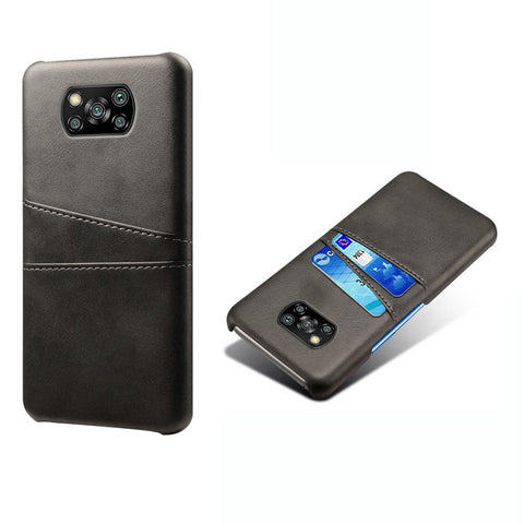 KSQ Hard Cover Double Card Slots PU Leather + Plastic Shell for Xiaomi Poco X3 NFC / Poco X3