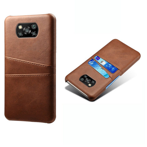KSQ Hard Cover Double Card Slots PU Leather + Plastic Shell for Xiaomi Poco X3 NFC / Poco X3