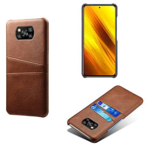 KSQ Hard Cover Double Card Slots PU Leather + Plastic Shell for Xiaomi Poco X3 NFC / Poco X3