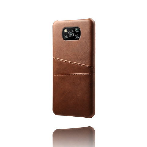 KSQ Hard Cover Double Card Slots PU Leather + Plastic Shell for Xiaomi Poco X3 NFC / Poco X3
