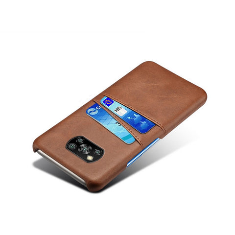 KSQ Hard Cover Double Card Slots PU Leather + Plastic Shell for Xiaomi Poco X3 NFC / Poco X3