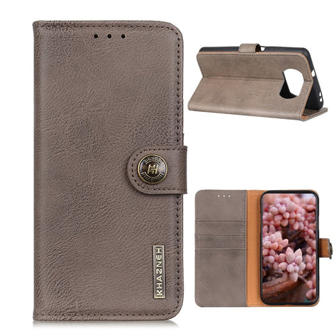 KHAZNEH Leather Cover for Xiaomi Poco X3 NFC Wallet Stand Cell Phone Case