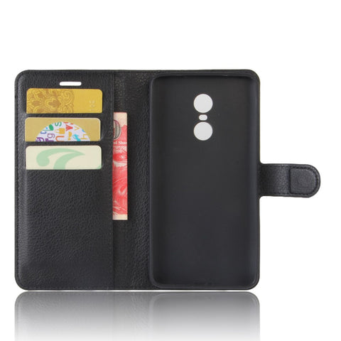 Litchi Texture Leather Wallet Phone Case with Stand for Xiaomi Redmi Note 4X