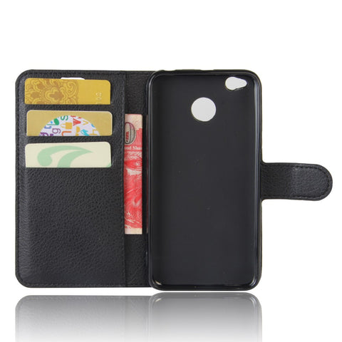 Litchi Skin Wallet Leather Stand Case for Xiaomi Redmi 4X