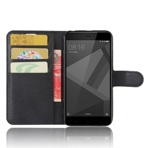 Litchi Skin Wallet Leather Stand Case for Xiaomi Redmi 4X