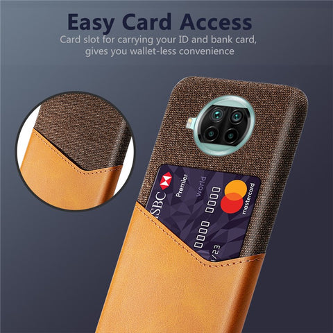 KSQ Card Holder Cloth + PU Leather Coated PC Back Cover for Xiaomi Mi 10T Lite 5G/Mi 10i 5G/Redmi Note 9 Pro 5G