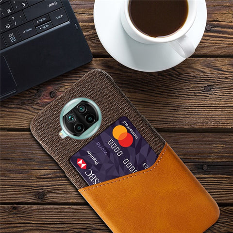 KSQ Card Holder Cloth + PU Leather Coated PC Back Cover for Xiaomi Mi 10T Lite 5G/Mi 10i 5G/Redmi Note 9 Pro 5G