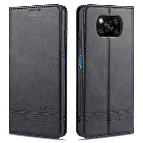 AZNS Auto-Absorbed Leather Wallet Stand Protective Cover Case for Xiaomi Poco X3/Poco X3 NFC
