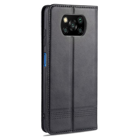 AZNS Auto-Absorbed Leather Wallet Stand Protective Cover Case for Xiaomi Poco X3/Poco X3 NFC