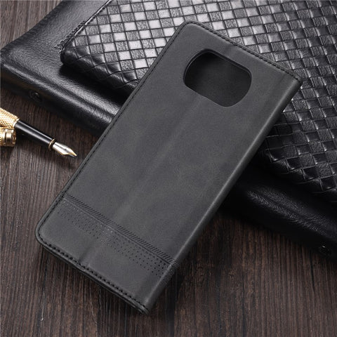 AZNS Auto-Absorbed Leather Wallet Stand Protective Cover Case for Xiaomi Poco X3/Poco X3 NFC