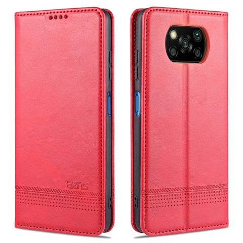 AZNS Auto-Absorbed Leather Wallet Stand Protective Cover Case for Xiaomi Poco X3/Poco X3 NFC