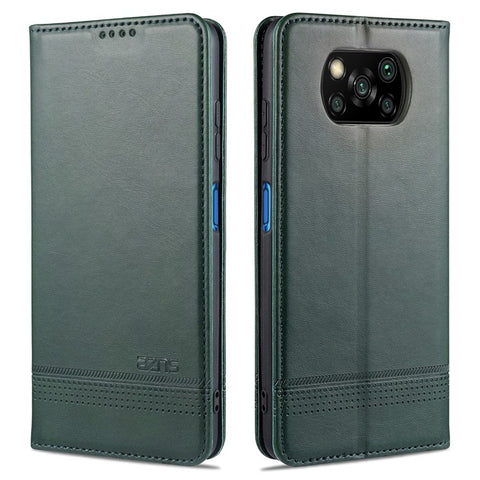 AZNS Auto-Absorbed Leather Wallet Stand Protective Cover Case for Xiaomi Poco X3/Poco X3 NFC