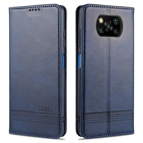 AZNS Auto-Absorbed Leather Wallet Stand Protective Cover Case for Xiaomi Poco X3/Poco X3 NFC