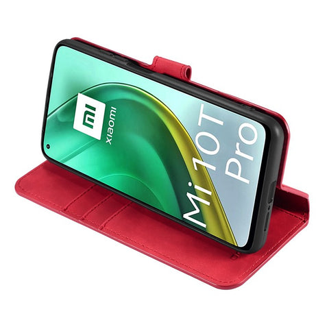 DG.MING Vintage Style Leather Wallet Stand Cover Shell with Handy Strap for Xiaomi Mi 10T 5G/10T Pro 5G/Redmi K30S