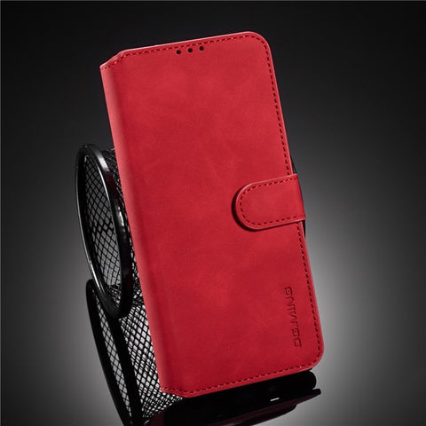 DG.MING Vintage Style Leather Wallet Stand Cover Shell with Handy Strap for Xiaomi Mi 10T 5G/10T Pro 5G/Redmi K30S