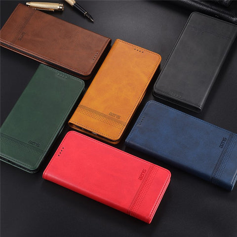 AZNS Auto-absorbed Leather Wallet Stand Case for Xiaomi Mi 10/10 Pro Phone Cover
