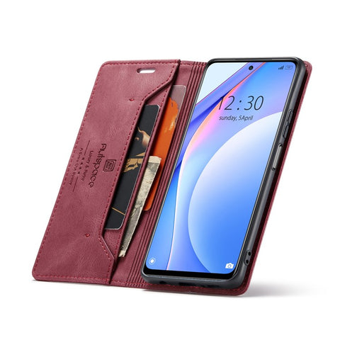 AUTSPACE A01 Series RFID Blocking Retro Matte Leather Case Wallet for Xiaomi Mi 10T Lite 5G/ Mi 10i 5G/Note 9 Pro 5G