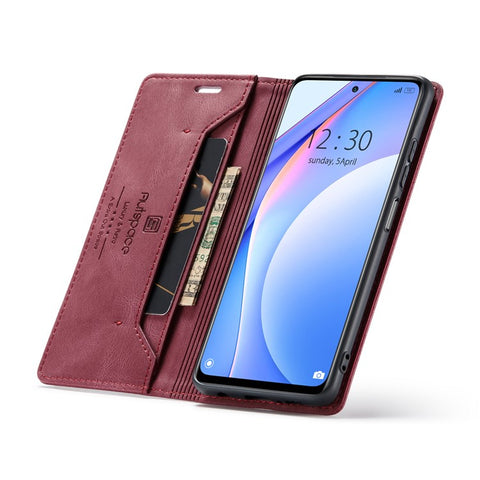 AUTSPACE A01 Series RFID Blocking Retro Matte Leather Case Wallet for Xiaomi Mi 10T Lite 5G/ Mi 10i 5G/Note 9 Pro 5G