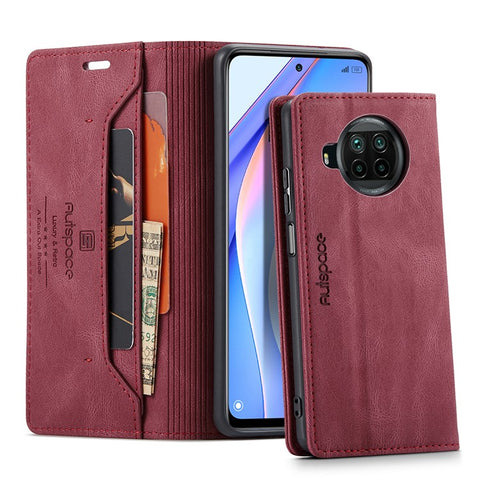 AUTSPACE A01 Series RFID Blocking Retro Matte Leather Case Wallet for Xiaomi Mi 10T Lite 5G/ Mi 10i 5G/Note 9 Pro 5G