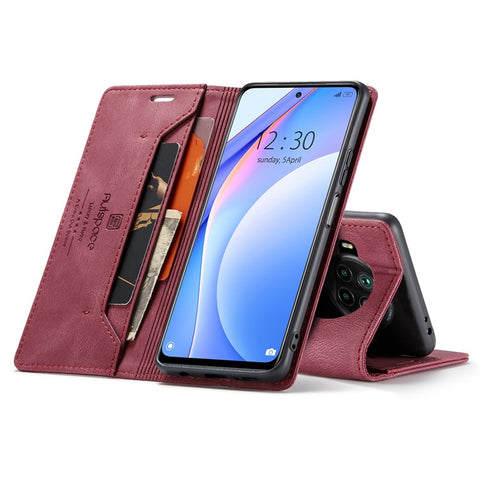 AUTSPACE A01 Series RFID Blocking Retro Matte Leather Case Wallet for Xiaomi Mi 10T Lite 5G/ Mi 10i 5G/Note 9 Pro 5G
