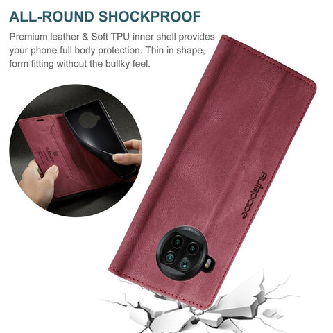 AUTSPACE A01 Series RFID Blocking Retro Matte Leather Case Wallet for Xiaomi Mi 10T Lite 5G/ Mi 10i 5G/Note 9 Pro 5G