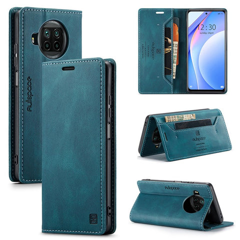 AUTSPACE A01 Series RFID Blocking Retro Matte Leather Case Wallet for Xiaomi Mi 10T Lite 5G/ Mi 10i 5G/Note 9 Pro 5G