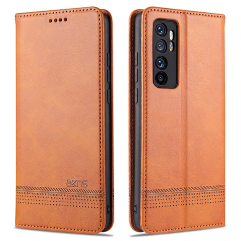 AZNS Auto-absorbed PU Leather + TPU Wallet Stand Phone Cover Case for Xiaomi Mi Note 10 Lite
