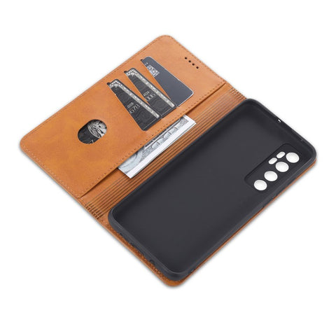 AZNS Auto-absorbed PU Leather + TPU Wallet Stand Phone Cover Case for Xiaomi Mi Note 10 Lite