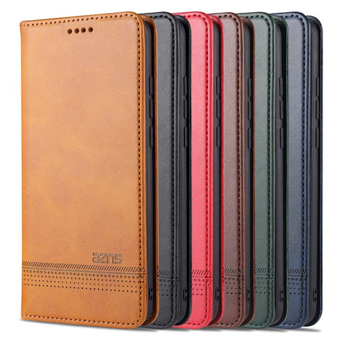 AZNS Auto-absorbed PU Leather + TPU Wallet Stand Phone Cover Case for Xiaomi Mi Note 10 Lite