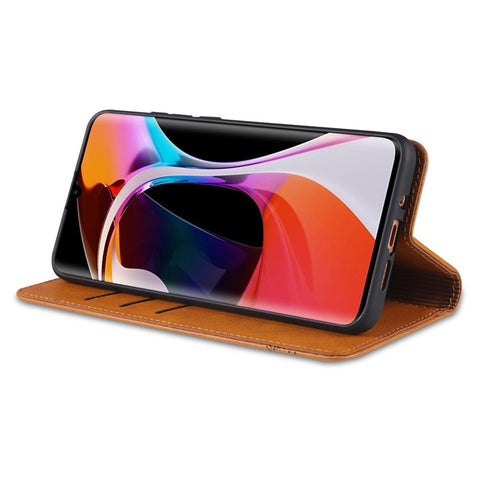 AZNS Auto-absorbed PU Leather + TPU Wallet Stand Phone Cover Case for Xiaomi Mi Note 10 Lite