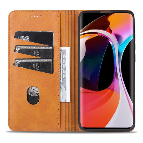 AZNS Auto-absorbed PU Leather + TPU Wallet Stand Phone Cover Case for Xiaomi Mi Note 10 Lite